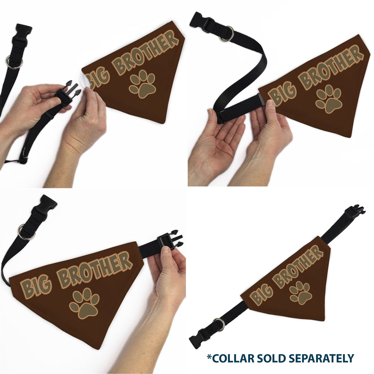 Pet Bandana - BIG BROTHER Text and Paw Browns | HT Animal Supply
