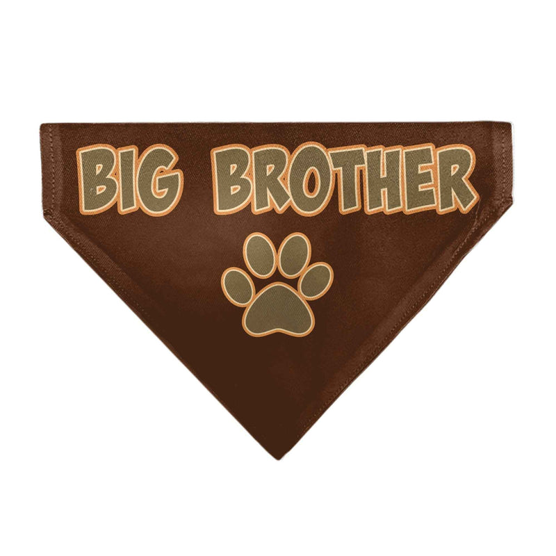 Pet Bandana - BIG BROTHER Text and Paw Browns