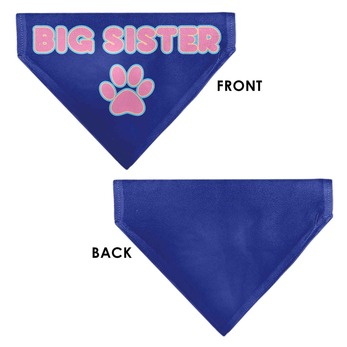 Pet Bandana - BIG SISTER Text and Paw Blues/Lavender