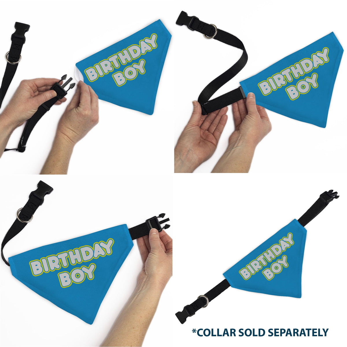 Pet Bandana - BIRTHDAY BOY Text Blue/Yellow/White | HT Animal Supply