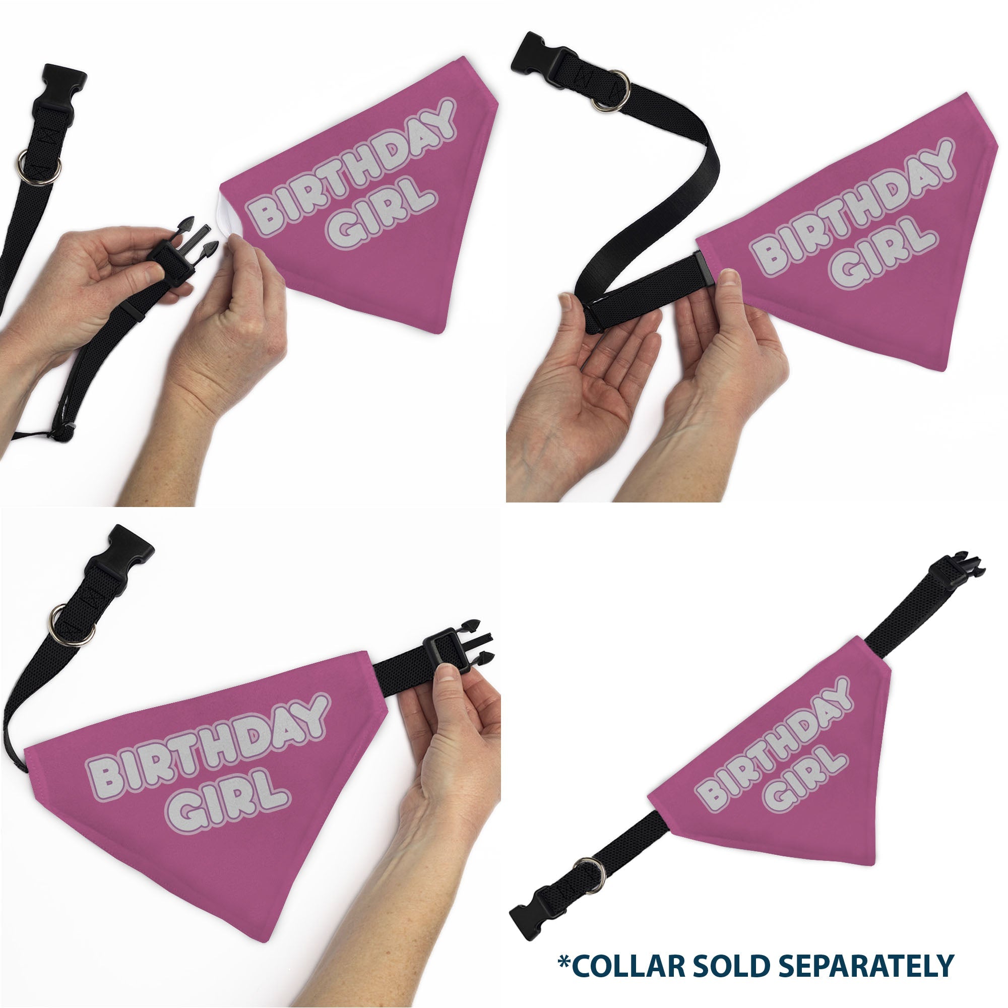 Buckle-Down Birthday Girl Text Pinks/White Over-the-Collar Dog Bandana