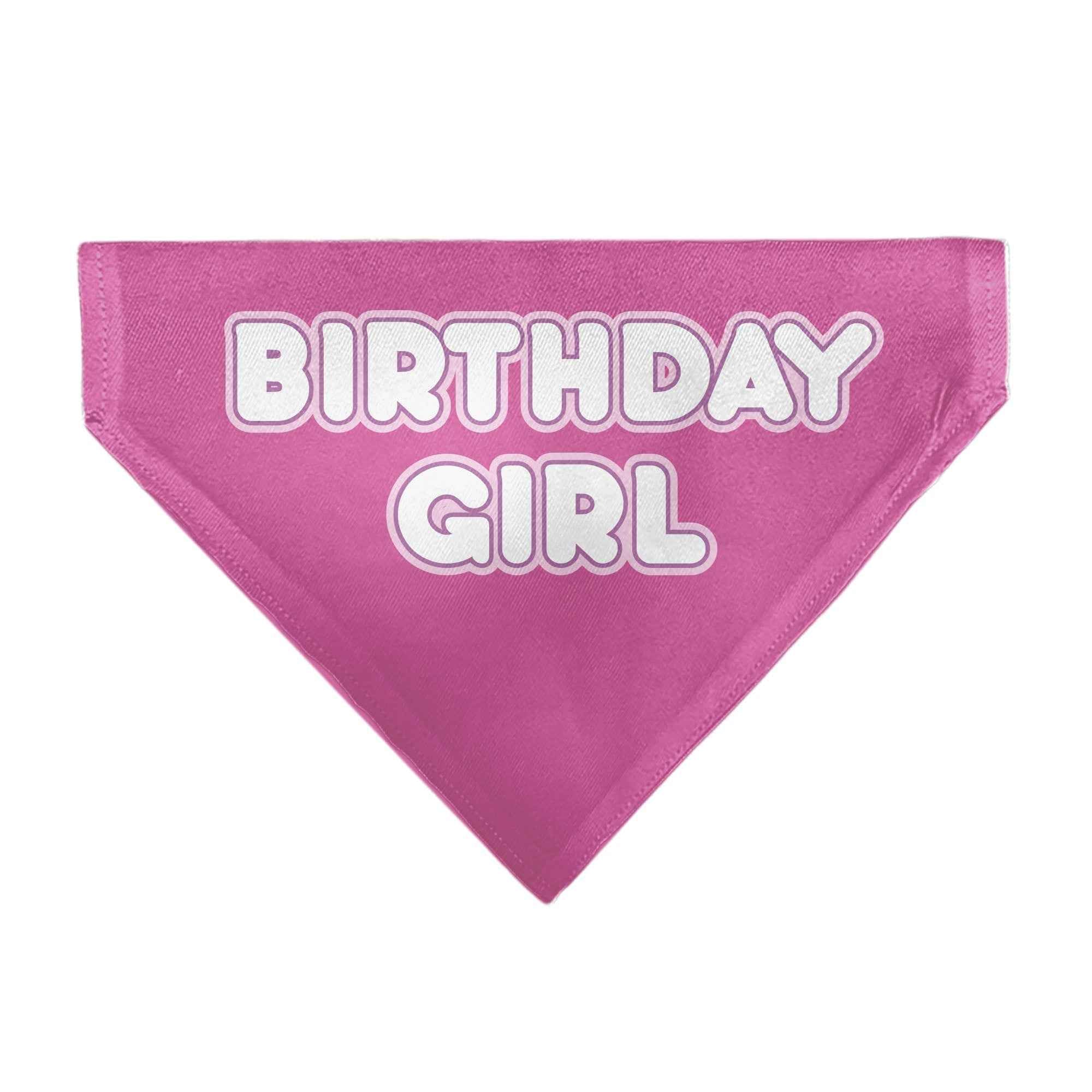 Buckle-Down Birthday Girl Text Pinks/White Over-the-Collar Dog Bandana