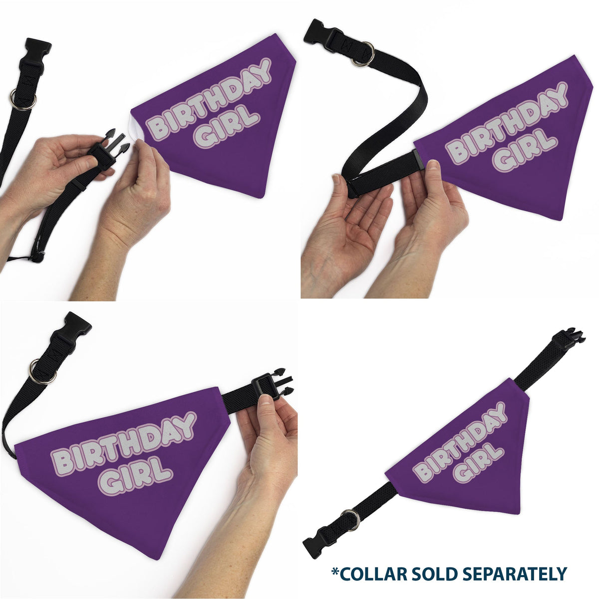 Pet Bandana - BIRTHDAY GIRL Text Purples/White | HT Animal Supply