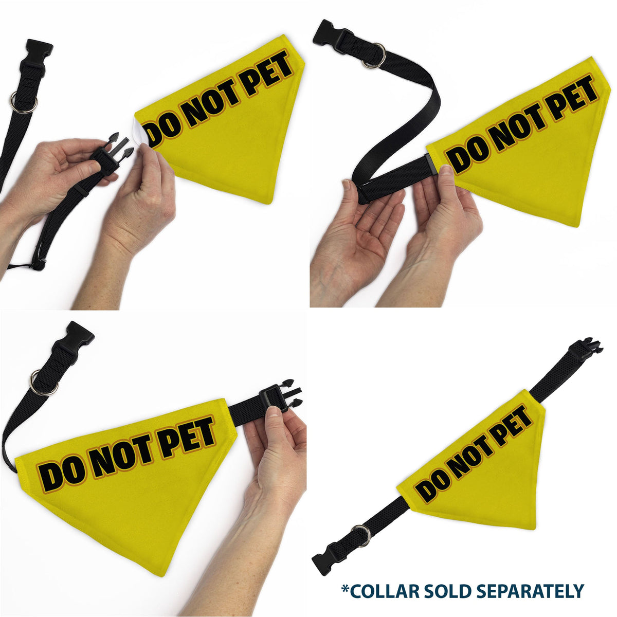 Pet Bandana - DO NOT PET Warning Yellows/Black | HT Animal Supply