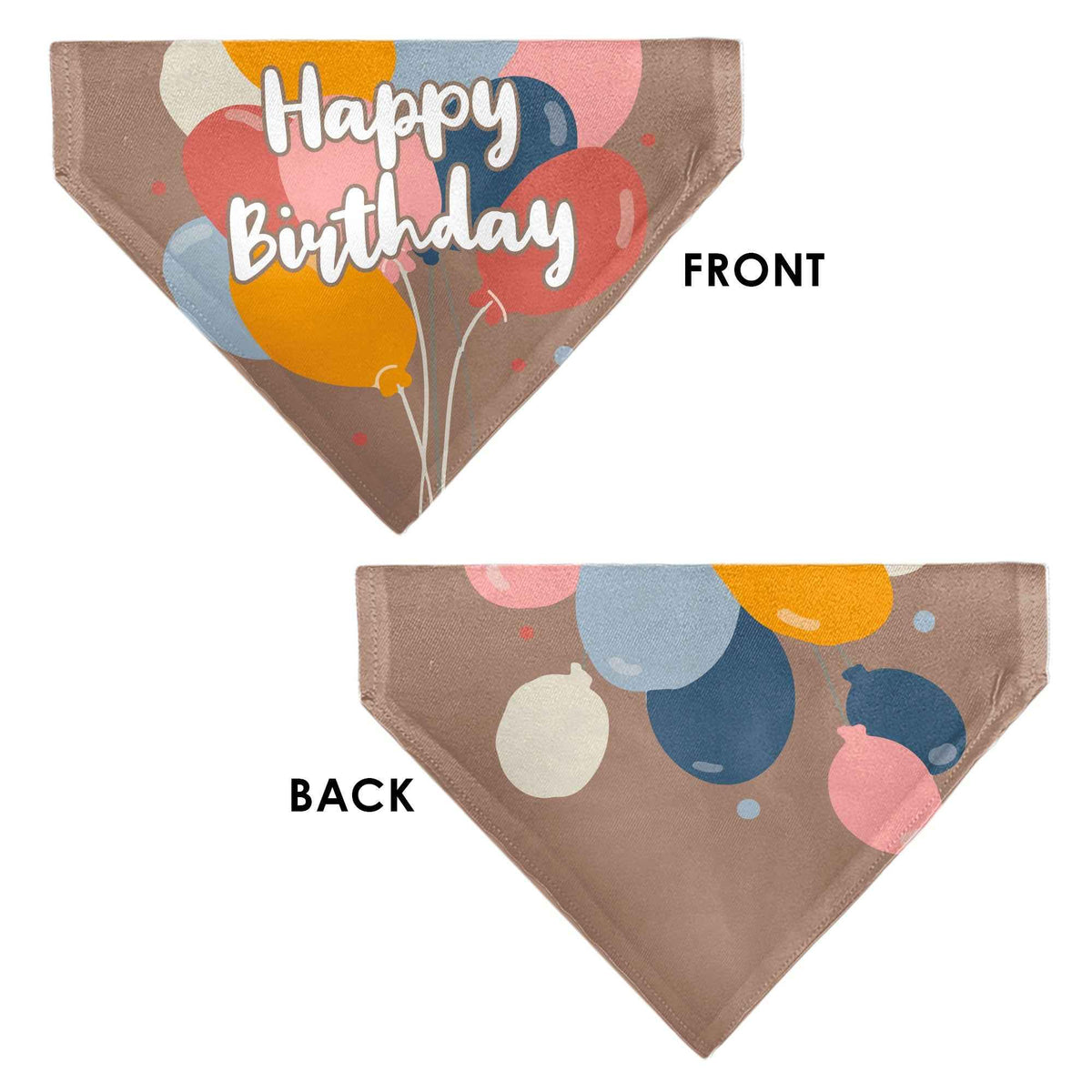 Pet Bandana - HAPPY BIRTHDAY Text and Balloons Tan/Multi Color