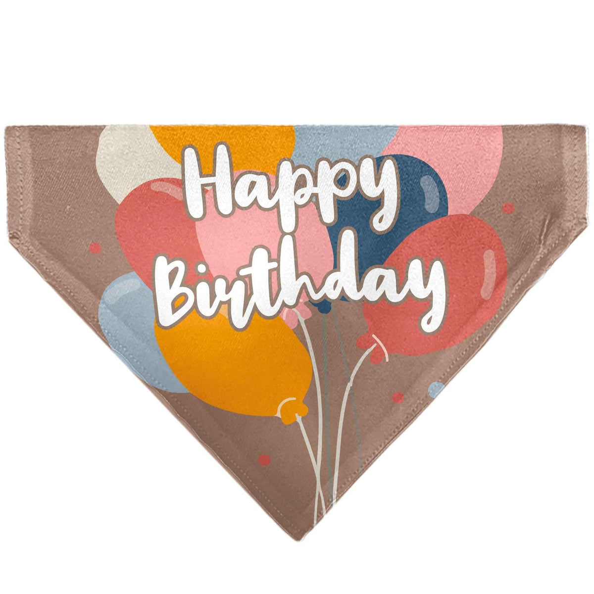 Pet Bandana - HAPPY BIRTHDAY Text and Balloons Tan/Multi Color