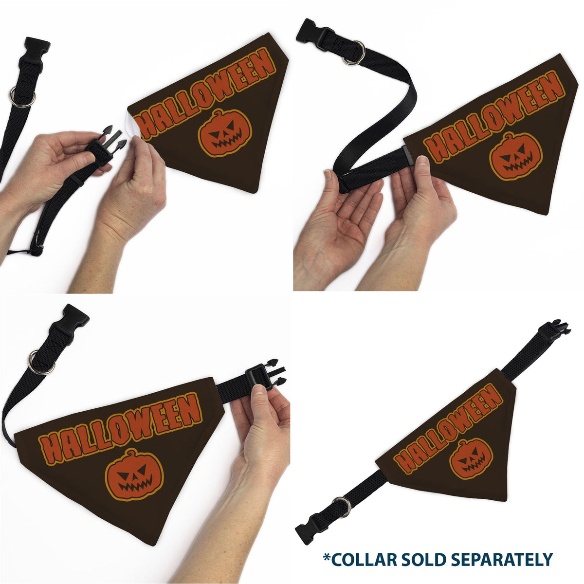 Pet Bandana - HALLOWEEN Jack-O-Lantern Pumpkin Black/Orange | HT Animal Supply