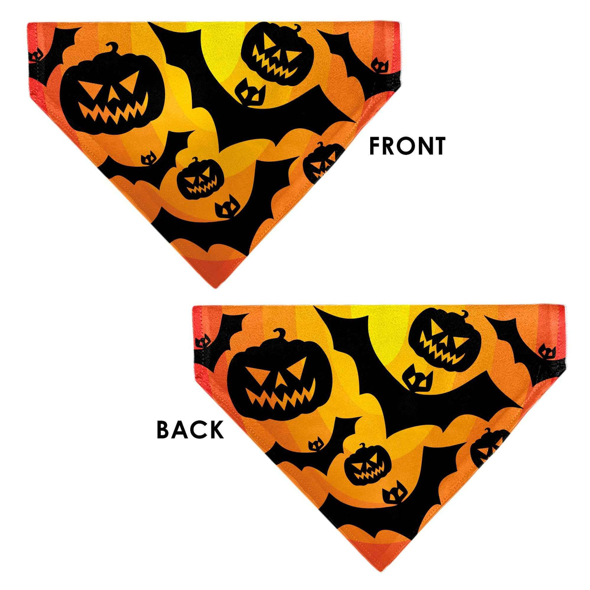 Pet Bandana - Halloween Bats and Jack-O-Lanterns Pumpkins Orange/Black
