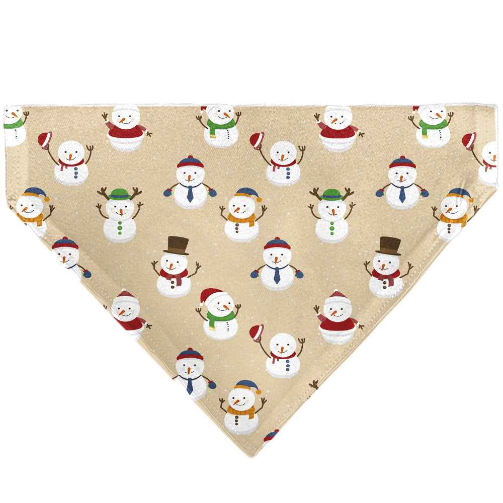 Buckle-Down Holiday Snowman Poses Tan Over-the-Collar Dog Bandana