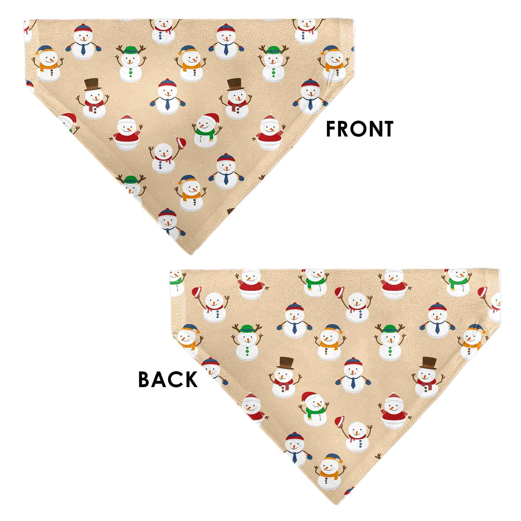 Buckle-Down Holiday Snowman Poses Tan Over-the-Collar Dog Bandana