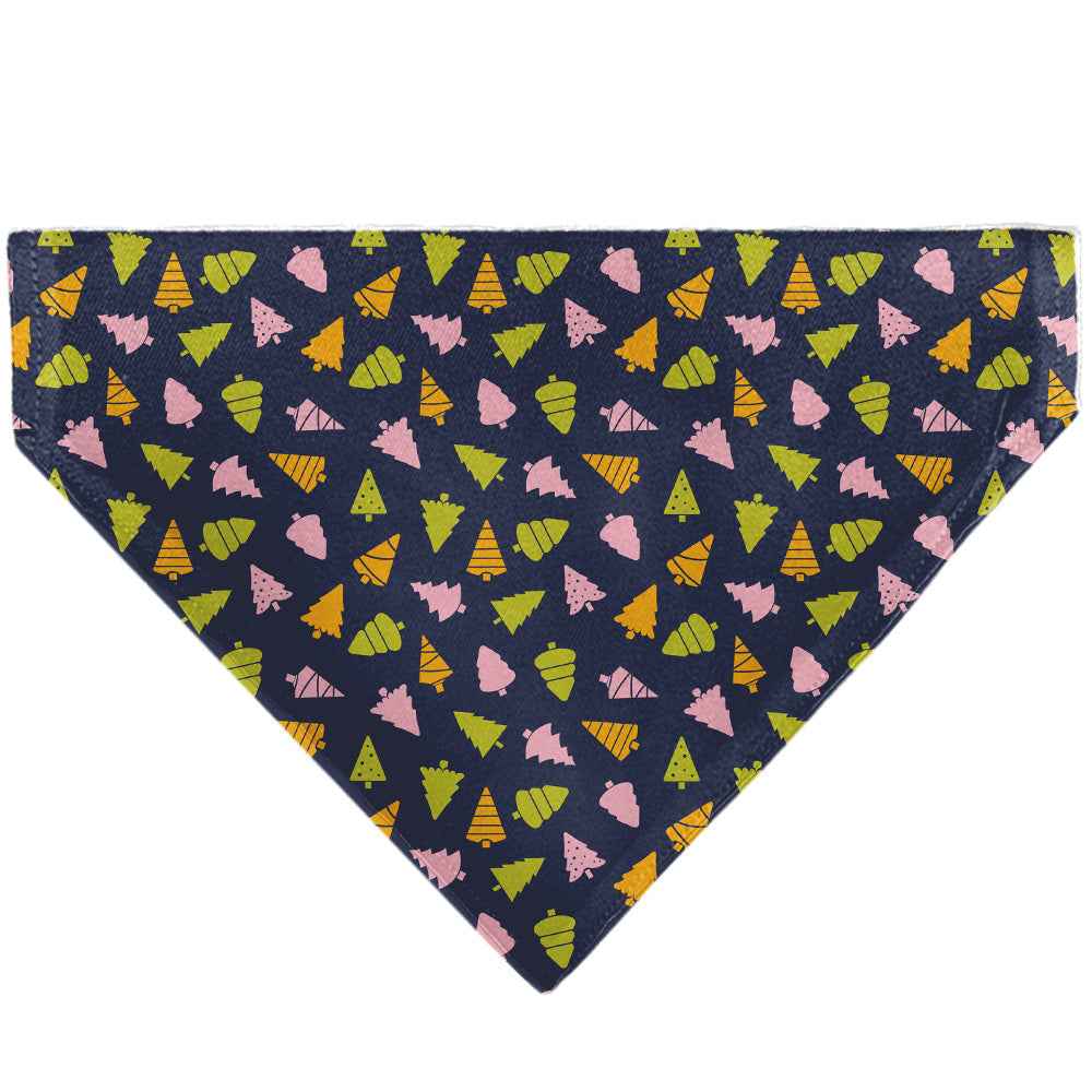 Buckle-Down Holiday Christmas Trees Collage Navy/Multicolor Over-the-Collar Dog Bandana