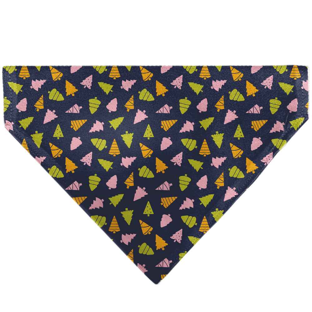 Buckle-Down Holiday Christmas Trees Collage Navy/Multicolor Over-the-Collar Dog Bandana
