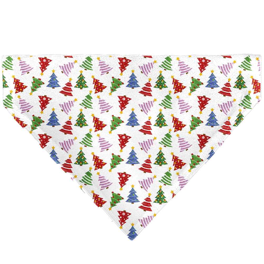 Buckle-Down Holiday Decorated Christmas Trees Collage White/Multicolor Over-the-Collar Dog Bandana