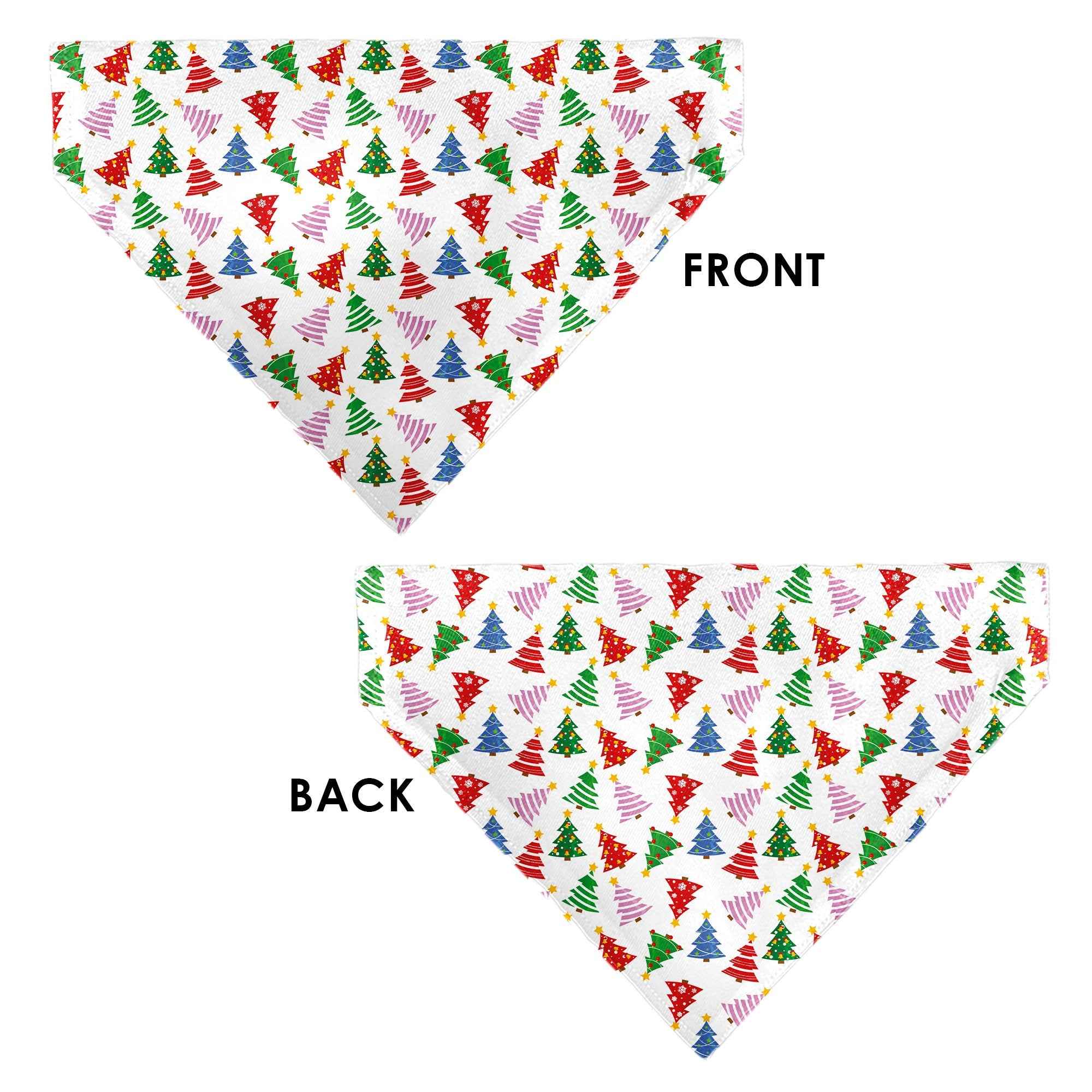 Buckle-Down Holiday Decorated Christmas Trees Collage White/Multicolor Over-the-Collar Dog Bandana