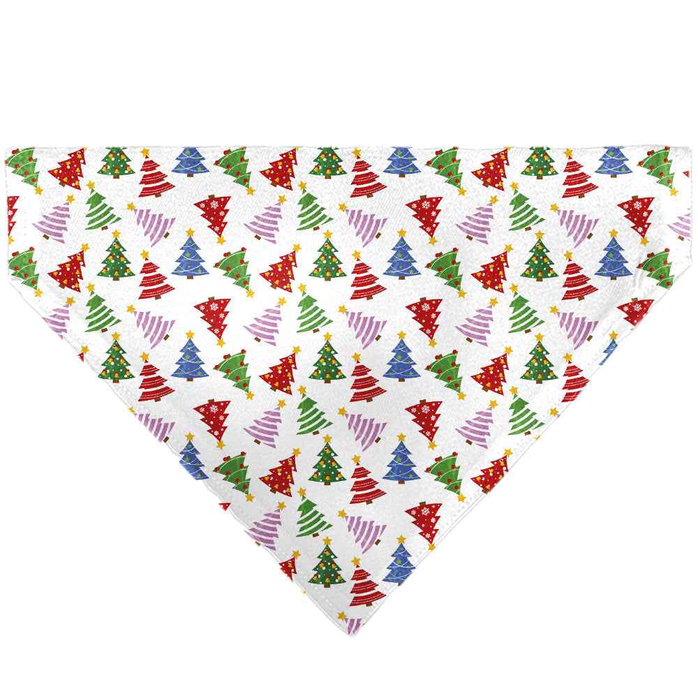 Buckle-Down Holiday Decorated Christmas Trees Collage White/Multicolor Over-the-Collar Dog Bandana
