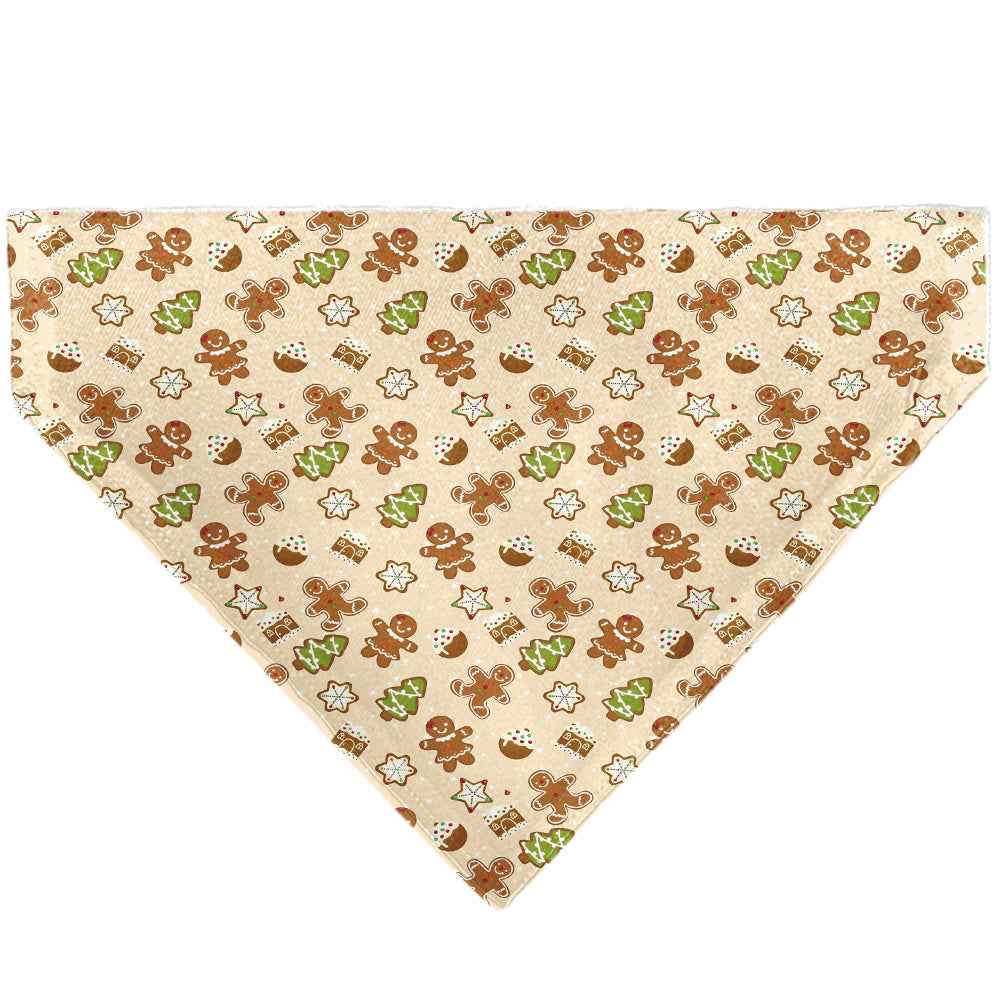 Buckle-Down Holiday Decorated Gingerbread Cookies Collage Tan Over-the-Collar Dog Bandana