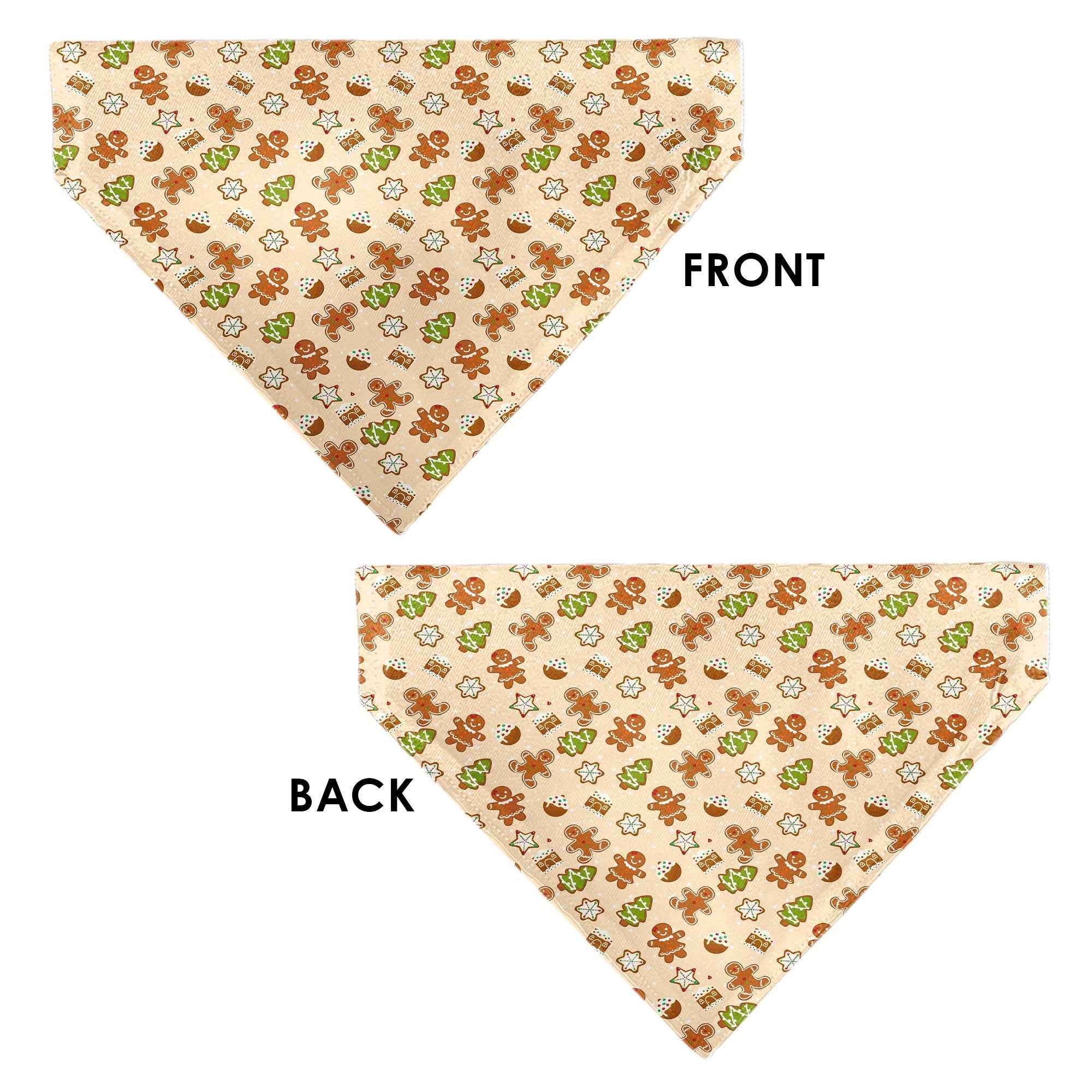 Buckle-Down Holiday Decorated Gingerbread Cookies Collage Tan Over-the-Collar Dog Bandana