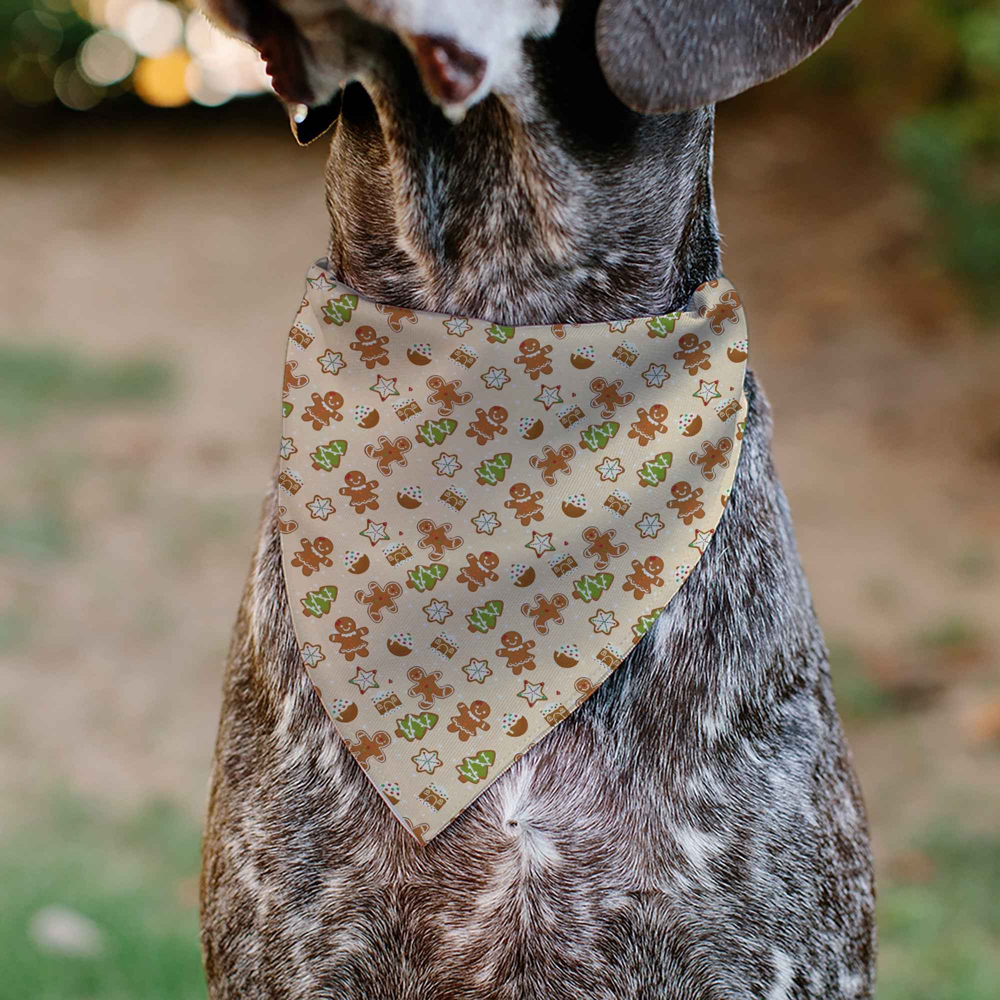 Buckle-Down Holiday Decorated Gingerbread Cookies Collage Tan Over-the-Collar Dog Bandana