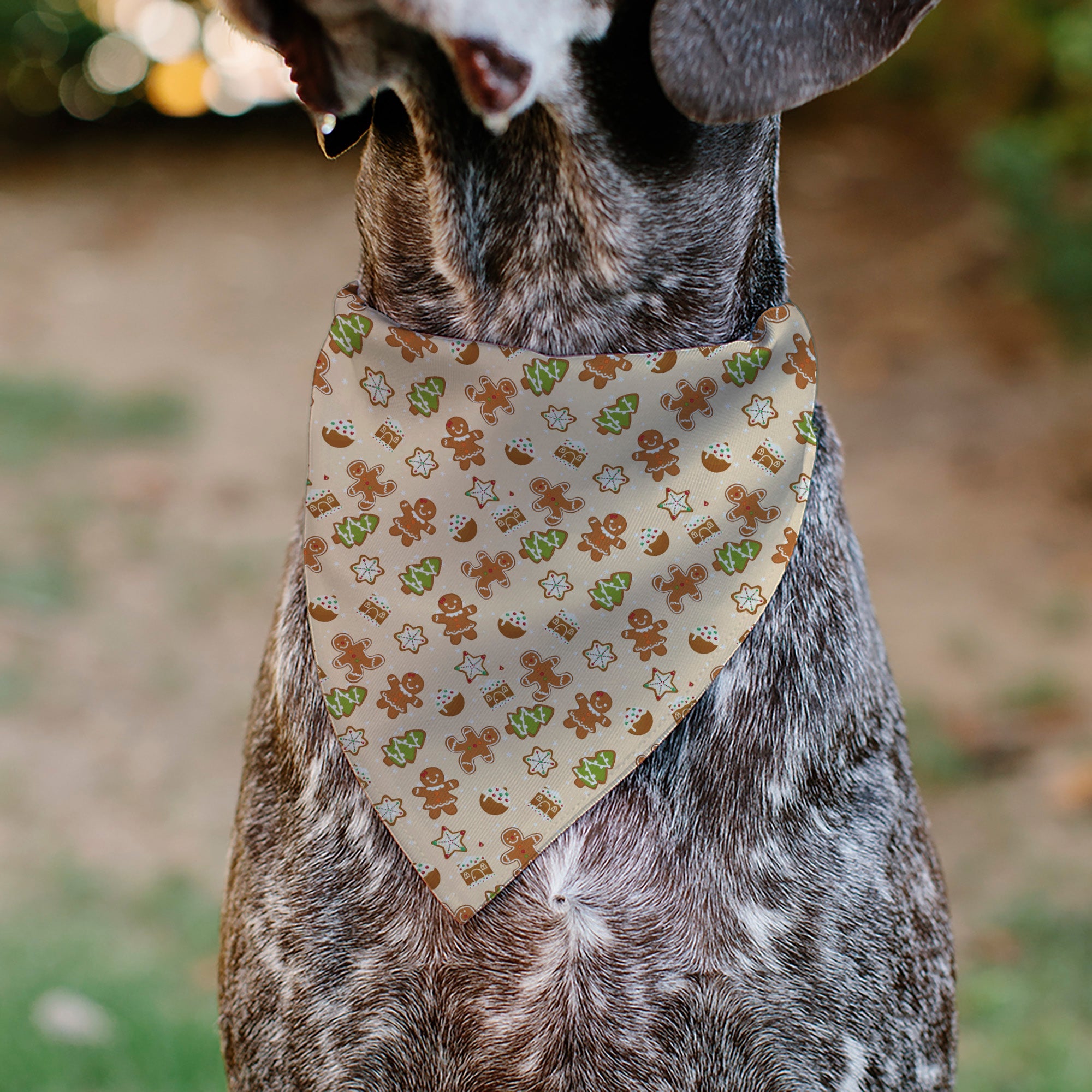 Buckle-Down Holiday Decorated Gingerbread Cookies Collage Tan Over-the-Collar Dog Bandana