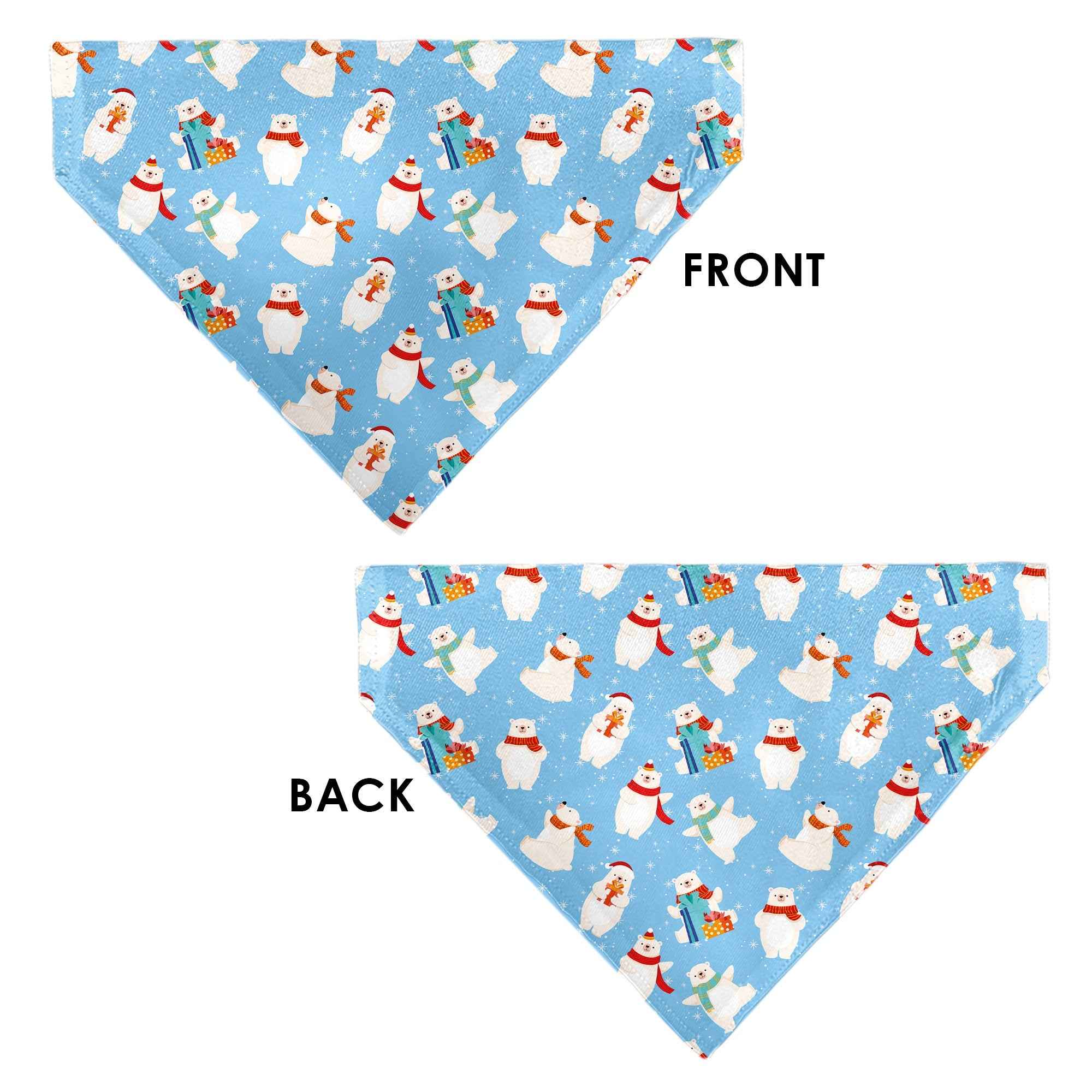 Buckle-Down Holiday Polar Bear Poses Baby Blue Over-the-Collar Dog Bandana