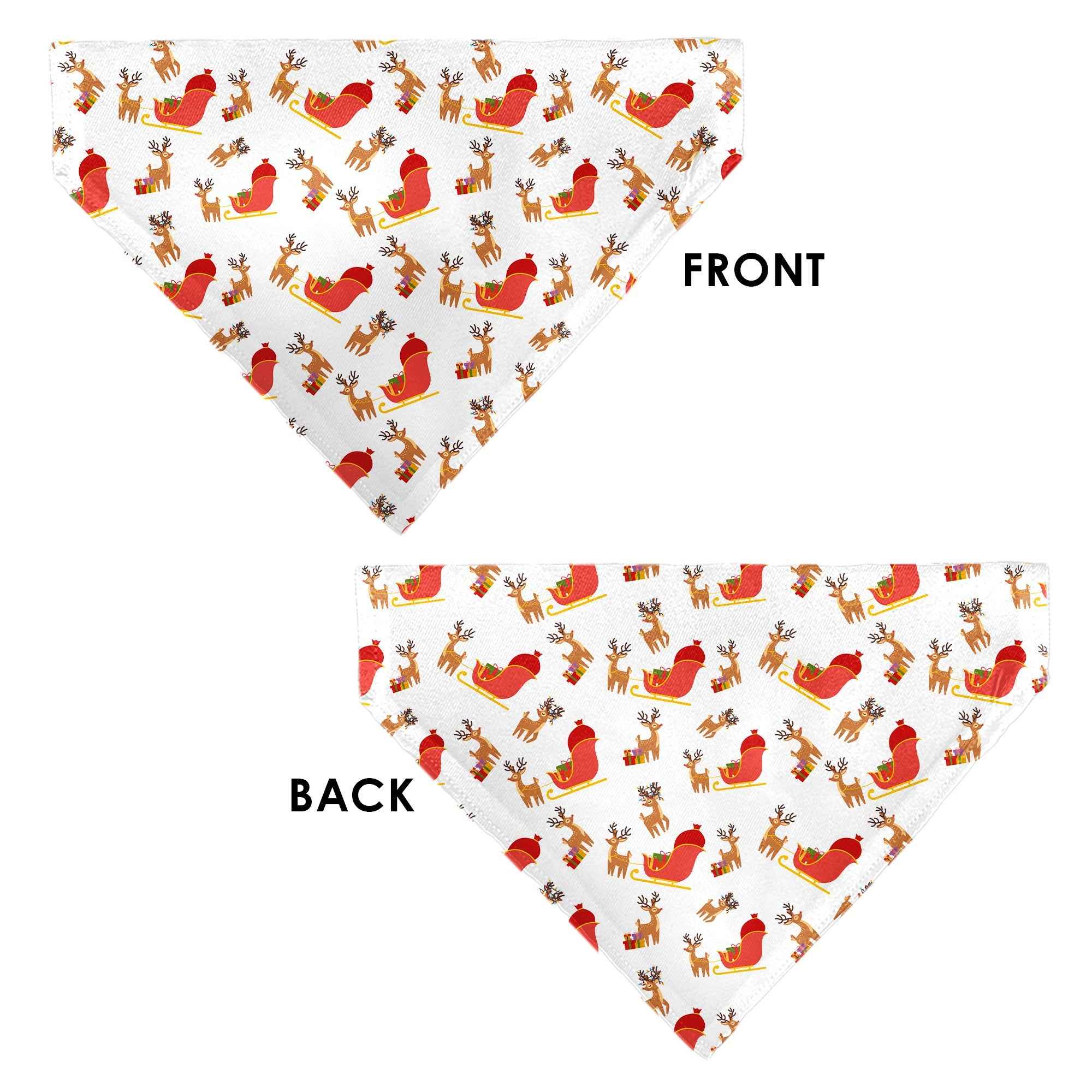Buckle-Down Holiday Santa Reindeers and Sleigh Collage White Over-the-Collar Dog Bandana