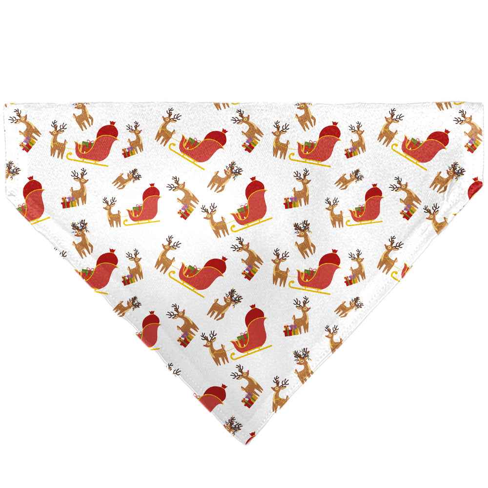Buckle-Down Holiday Santa Reindeers and Sleigh Collage White Over-the-Collar Dog Bandana