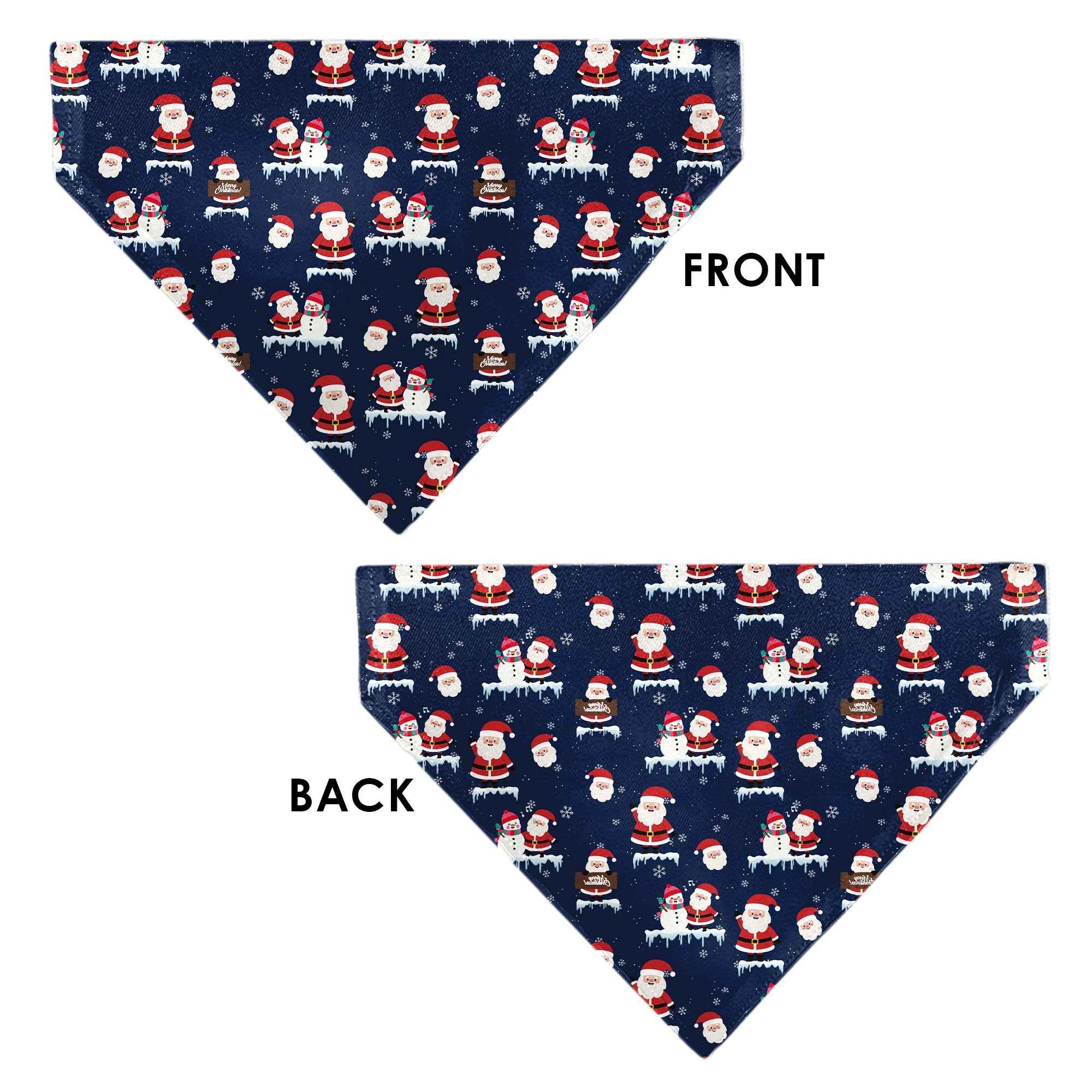 Buckle-Down Holiday Santa and Snowman Collage Navy Over-the-Collar Dog Bandana
