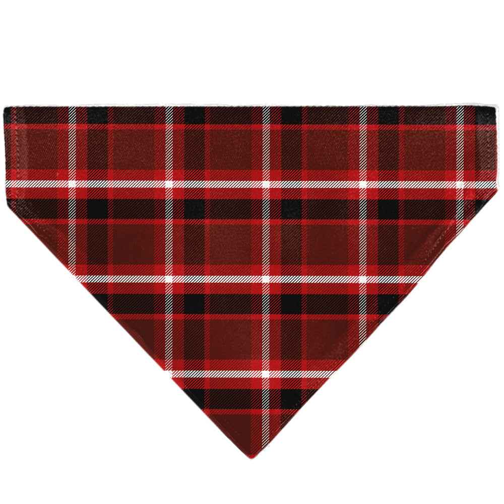 Buckle-Down Holiday Pajama Plaid Red/Black/White Over-the-Collar Dog Bandana