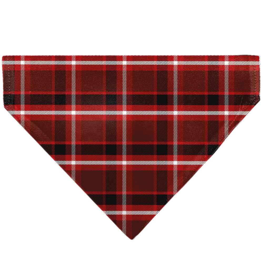 Buckle-Down Holiday Pajama Plaid Red/Black/White Over-the-Collar Dog Bandana
