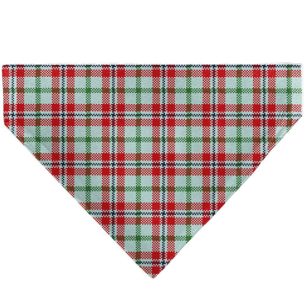 Buckle-Down Holiday Pajama Plaid Beige/Red/Green Over-the-Collar Dog Bandana