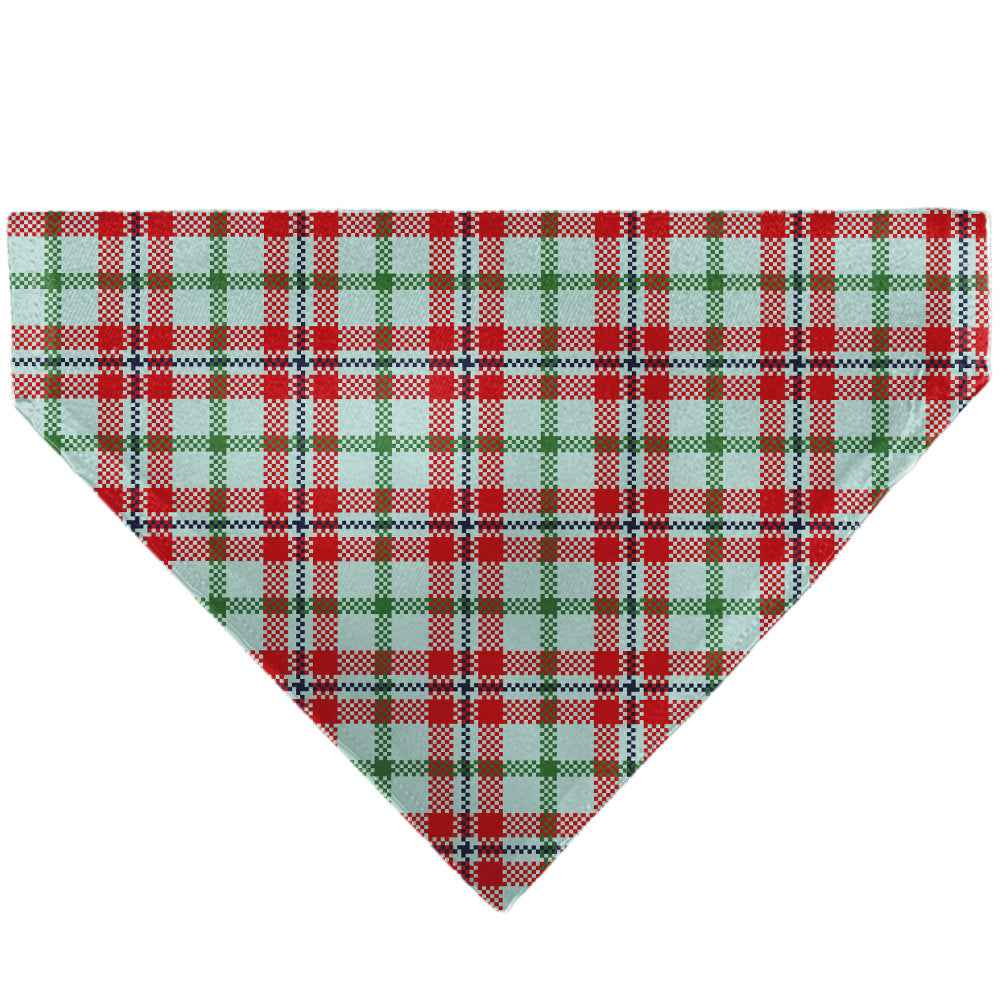 Buckle-Down Holiday Pajama Plaid Beige/Red/Green Over-the-Collar Dog Bandana
