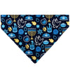 Pet Bandana - Hanukkah Holiday Symbols Black/Blues/Yellow