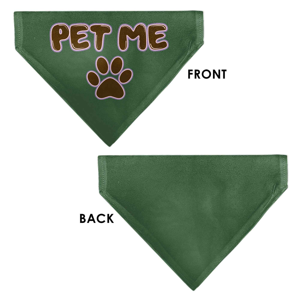 Pet Bandana - PET ME Text and Paw Olive/Pinks/Brown