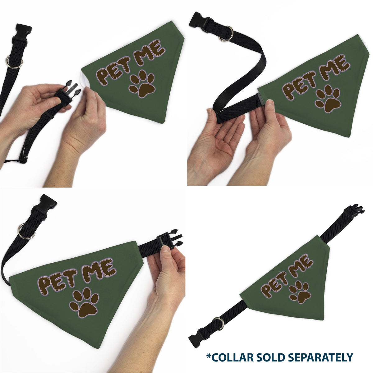 Pet Bandana - PET ME Text and Paw Olive/Pinks/Brown | HT Animal Supply