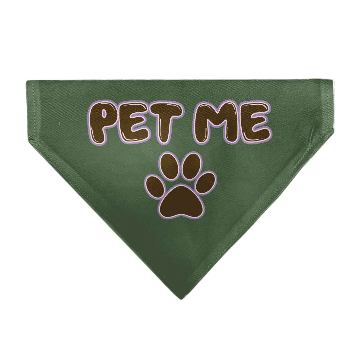 Pet Bandana - PET ME Text and Paw Olive/Pinks/Brown