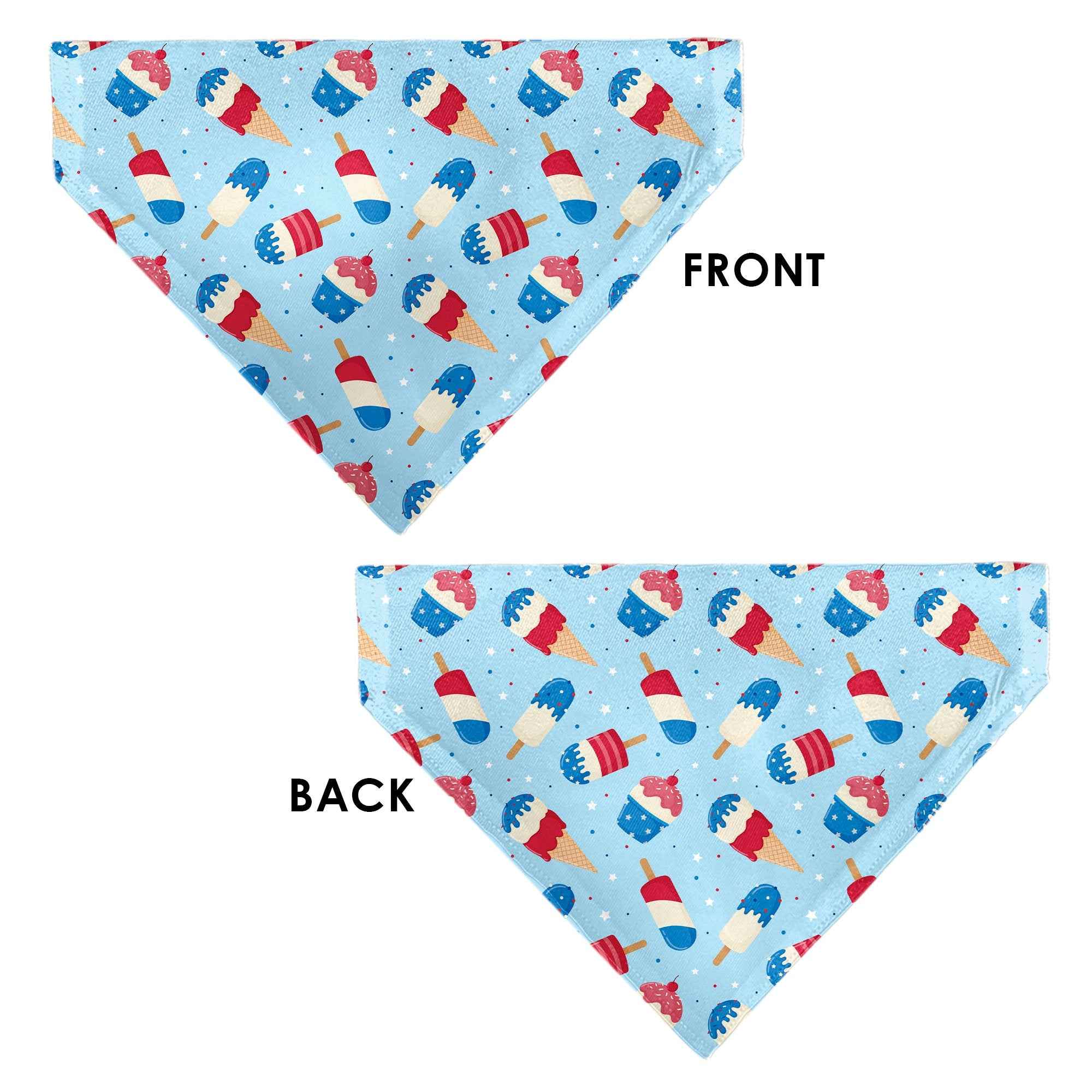 Buckle-Down Stars and Stripes Desserts Scattered Baby Blue/Red/White/Blue Over-the-Collar Dog Bandana
