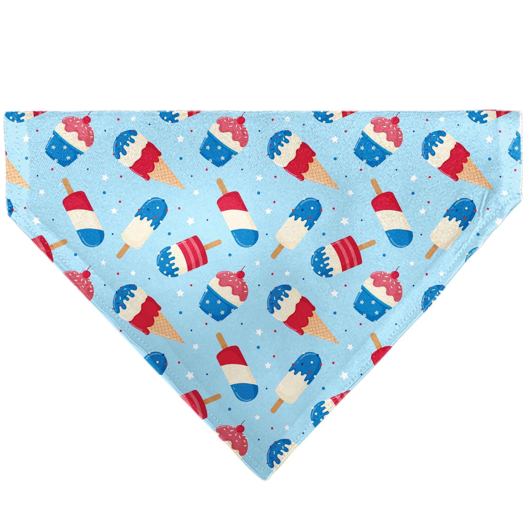 Buckle-Down Stars and Stripes Desserts Scattered Baby Blue/Red/White/Blue Over-the-Collar Dog Bandana