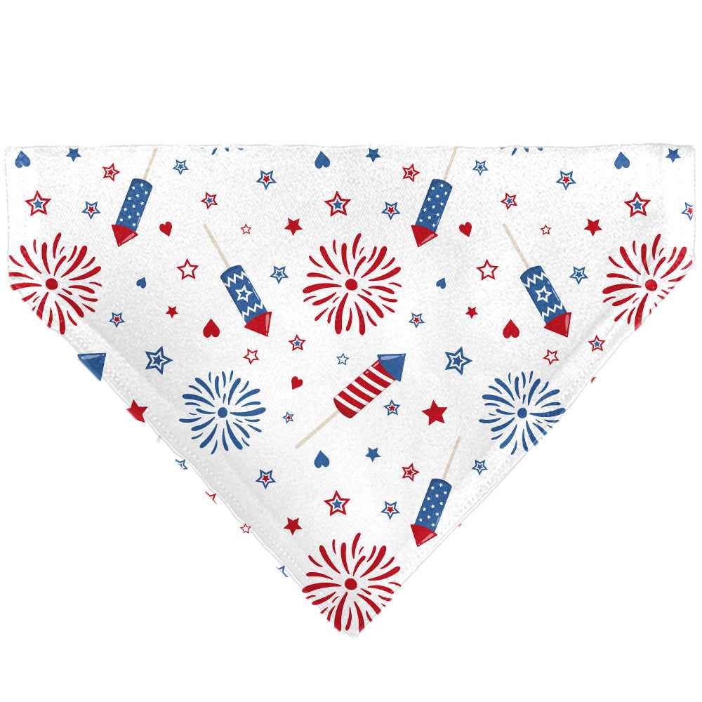 Buckle-Down Stars and Stripes Fireworks White/Blue/Red Over-the-Collar Dog Bandana