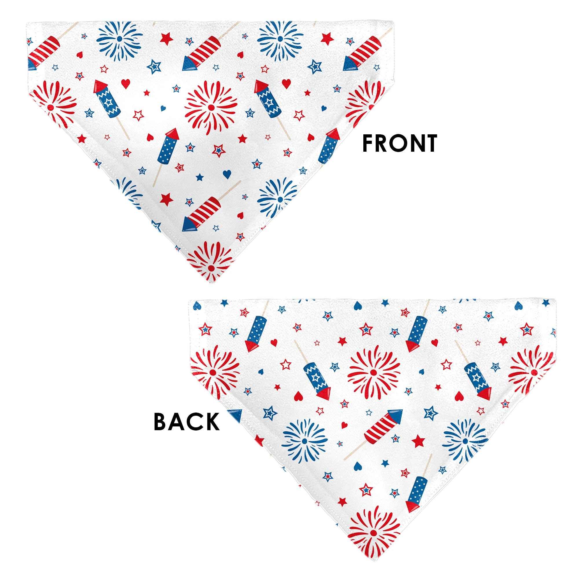 Buckle-Down Stars and Stripes Fireworks White/Blue/Red Over-the-Collar Dog Bandana