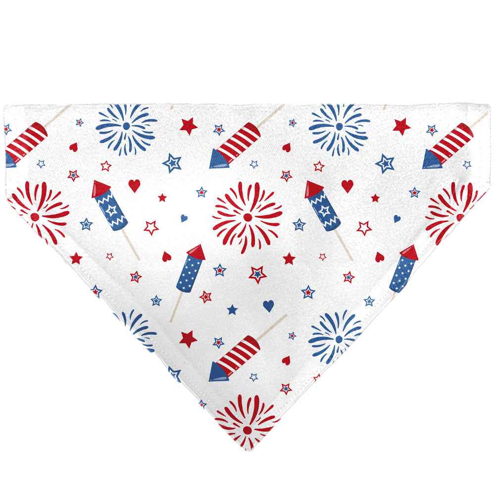 Buckle-Down Stars and Stripes Fireworks White/Blue/Red Over-the-Collar Dog Bandana