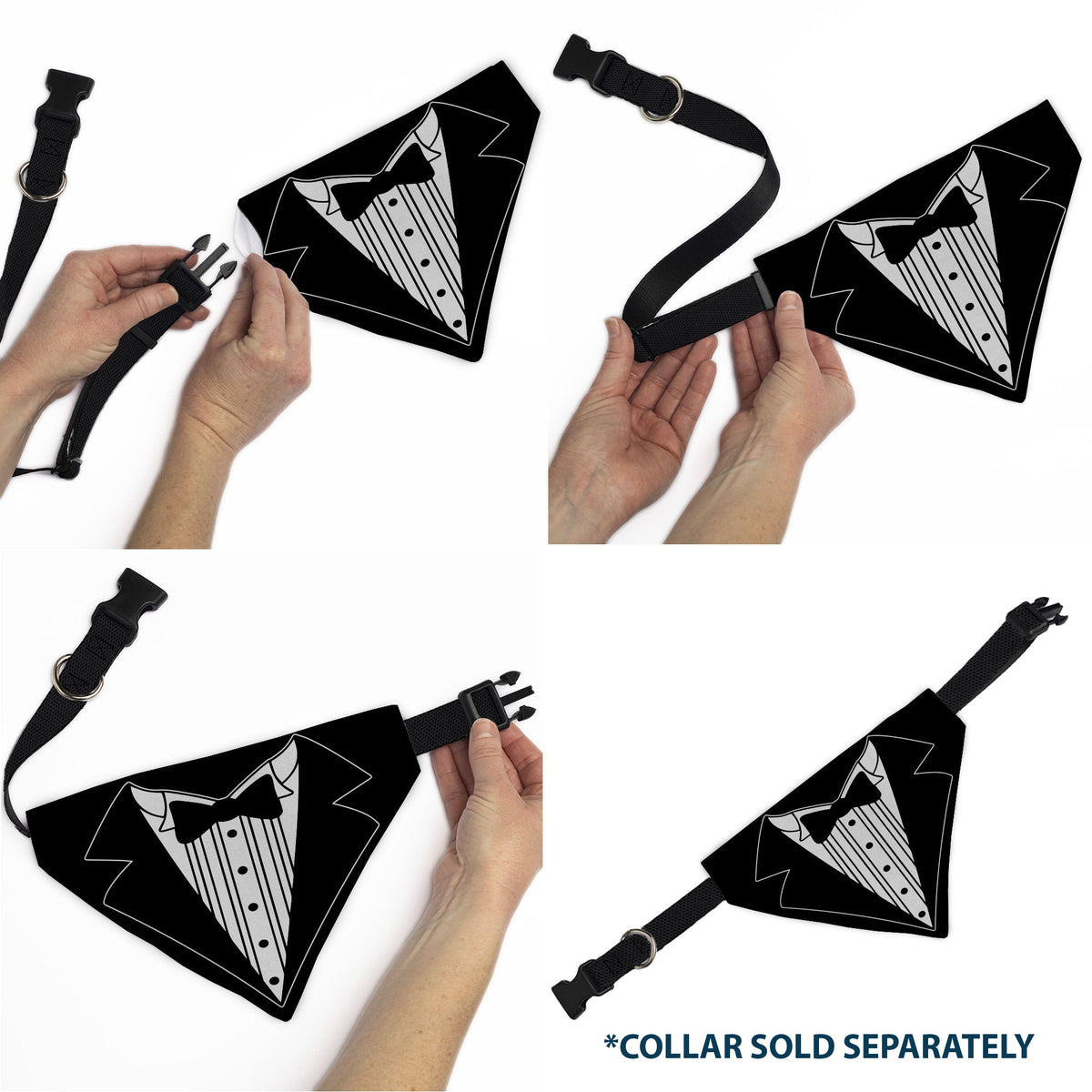 Pet Bandana - Tuxedo Shirt Print Black/White | HT Animal Supply