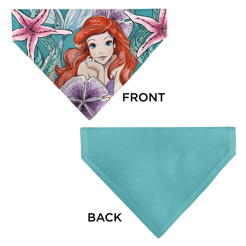 Pet Bandana - The Little Mermaid Ariel Pose and Shells Sketch 