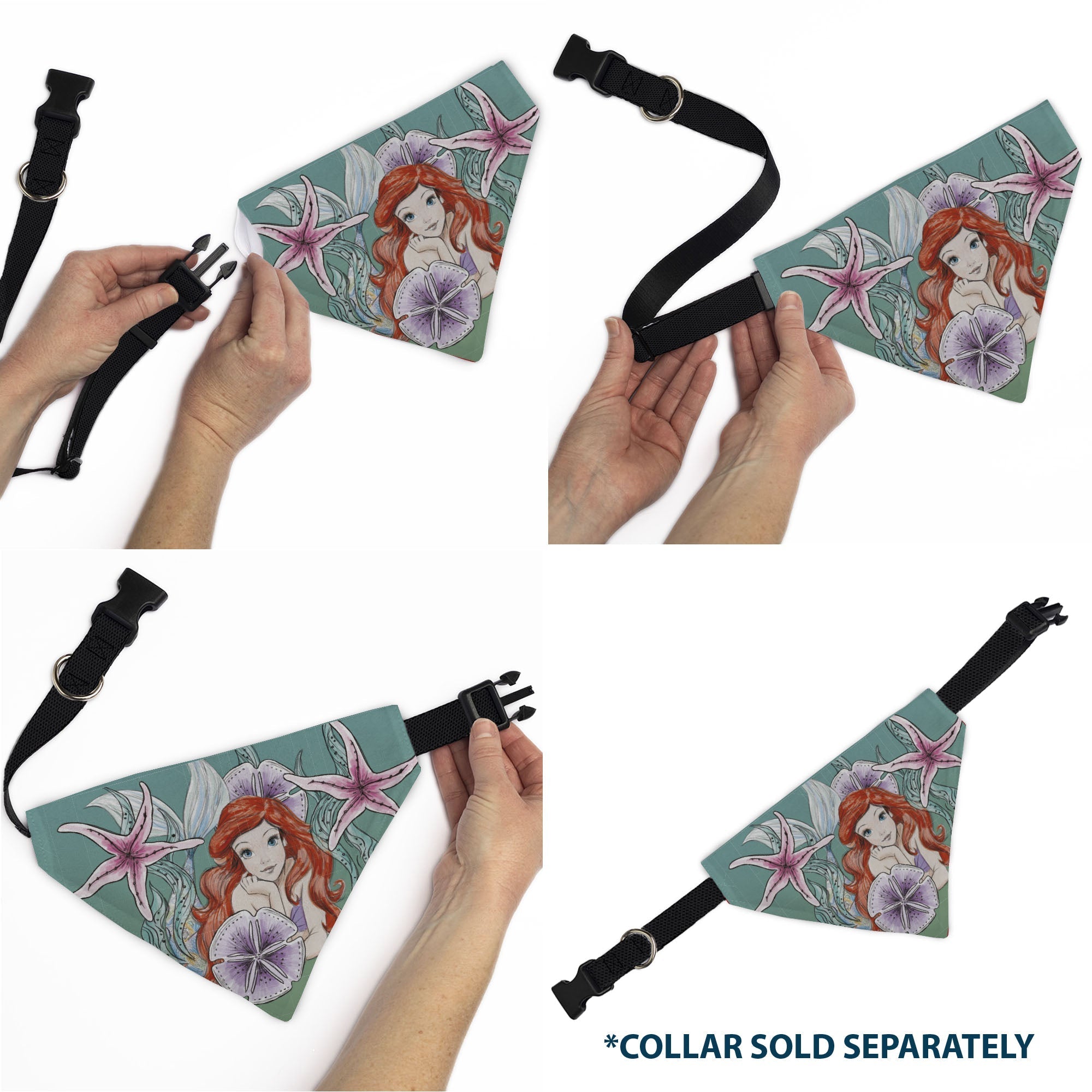 Pet Bandana - The Little Mermaid Ariel Pose and Shells Sketch 