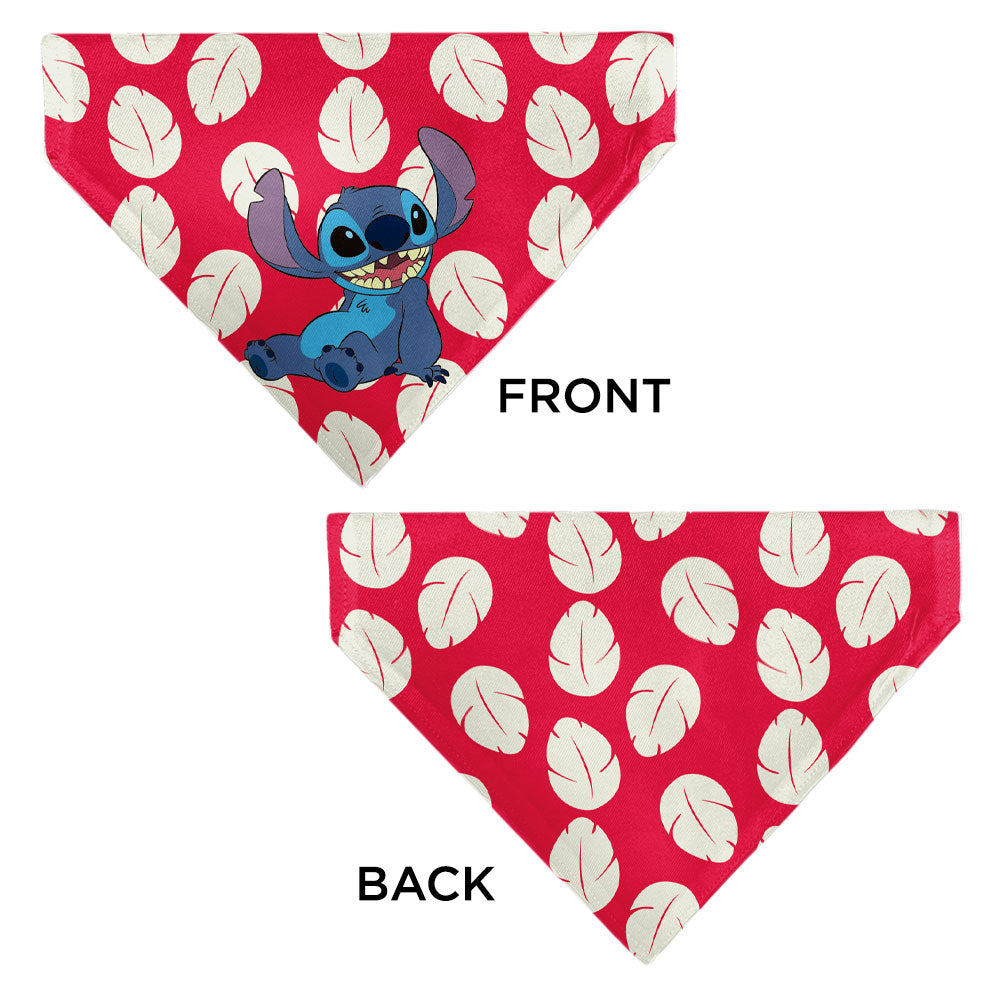 Pet Bandana - Lilo Dress Leaves & Stitch Sitting Pose Red/White 