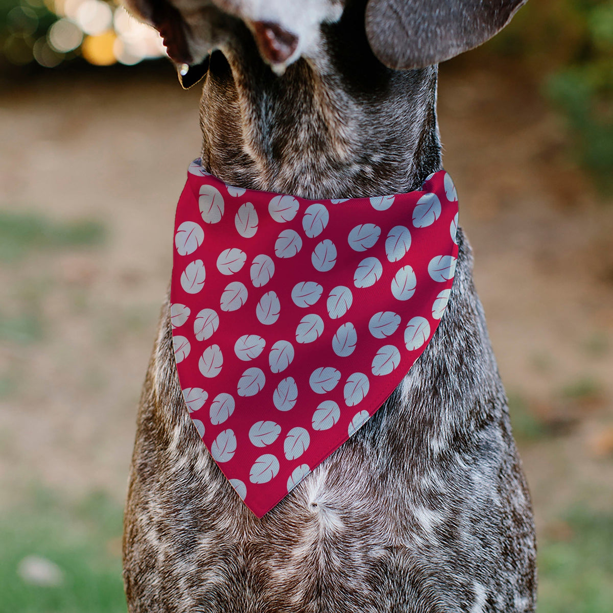 Pet Bandana - Lilo Dress Leaves & Stitch Sitting Pose Red/White 