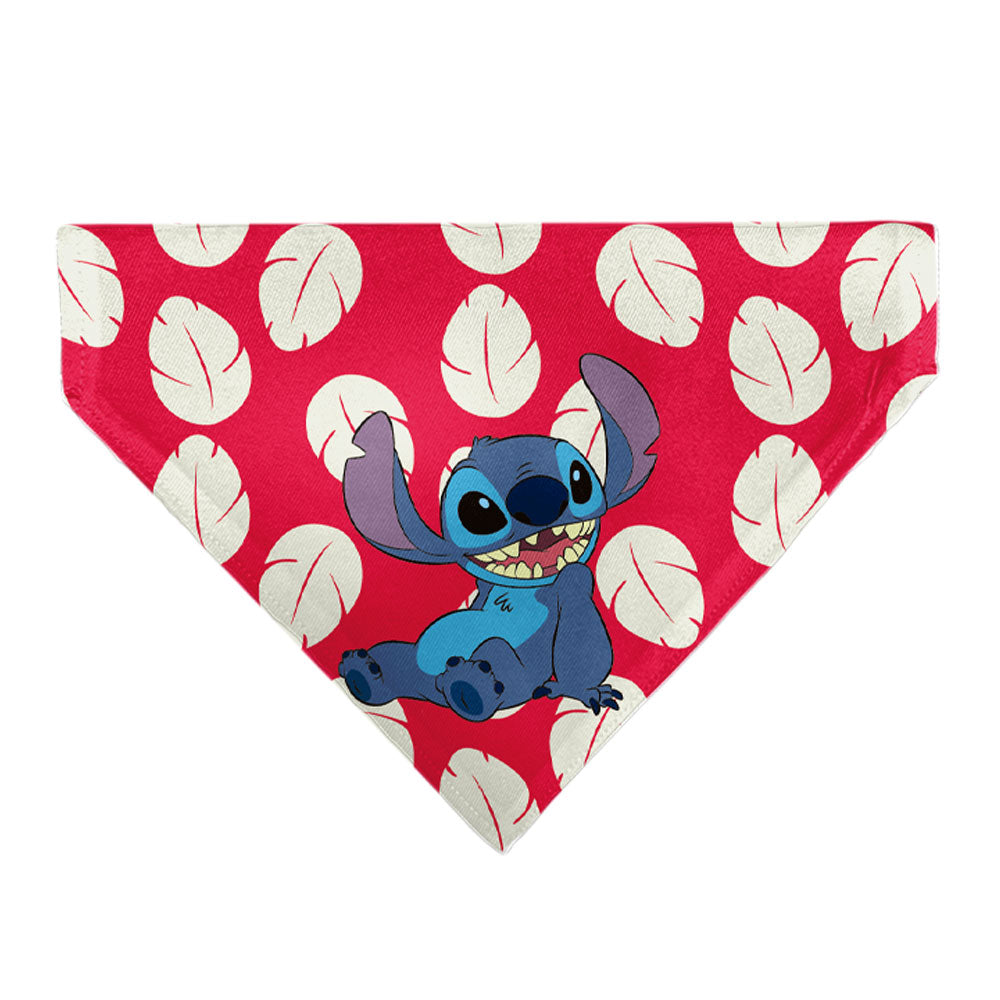 Pet Bandana - Lilo Dress Leaves & Stitch Sitting Pose Red/White 