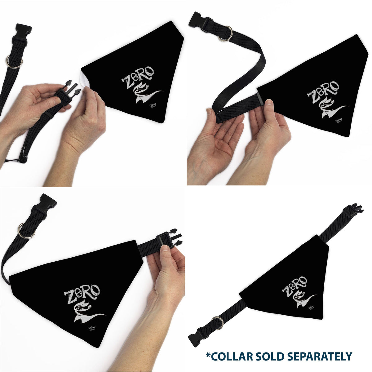 Pet Bandana - Nightmare Before Christmas ZERO Smiling Pose Black/White 