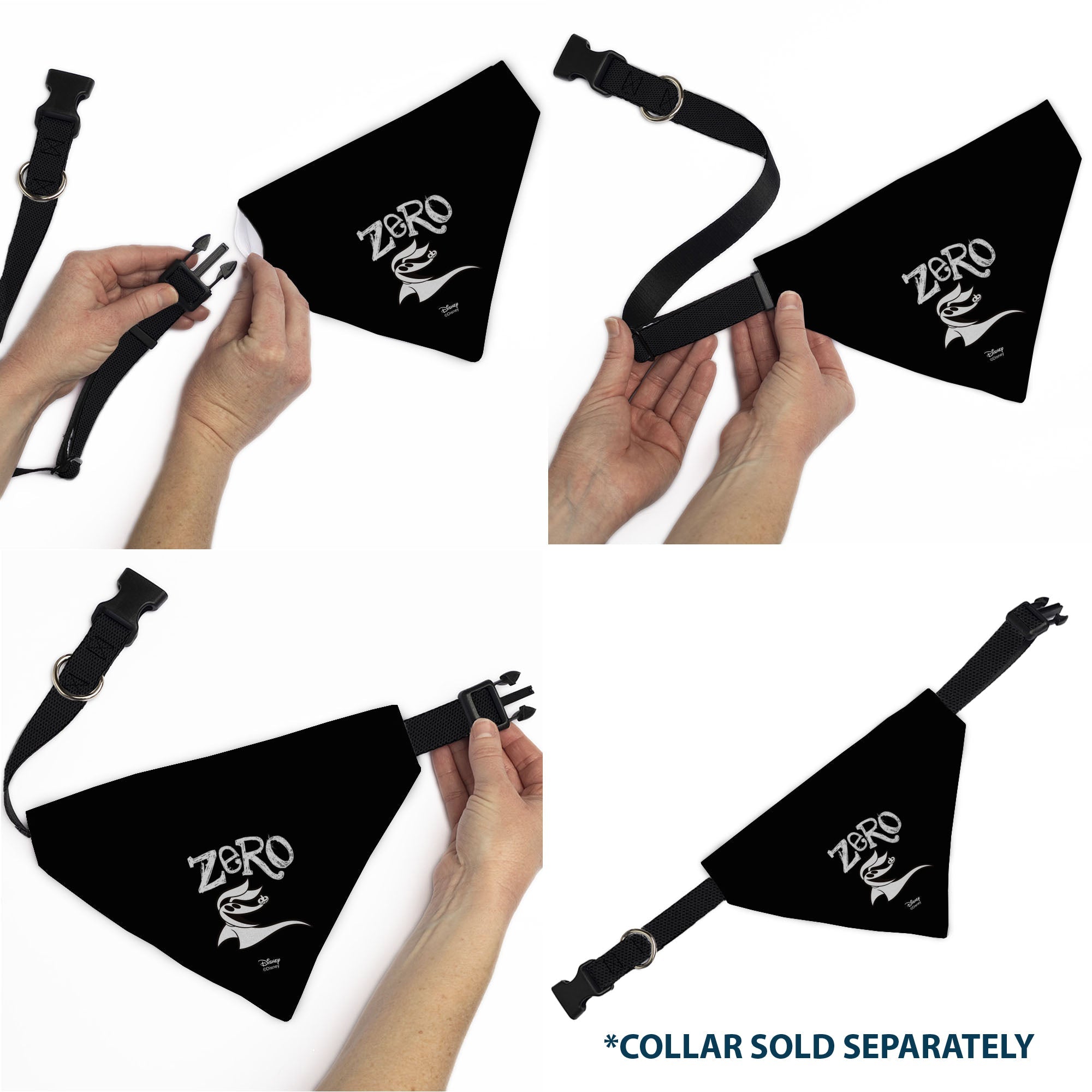 Pet Bandana - Nightmare Before Christmas ZERO Smiling Pose Black/White 
