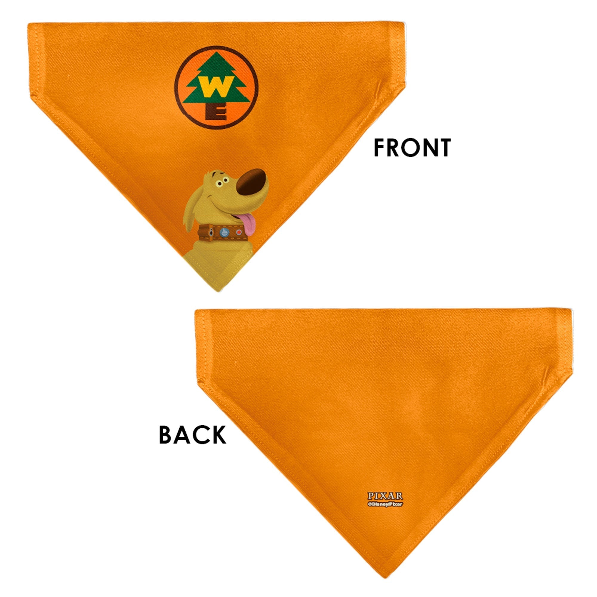 Pet Bandana - Up Dug Pose and Wilderness Explorer Badge Orange 