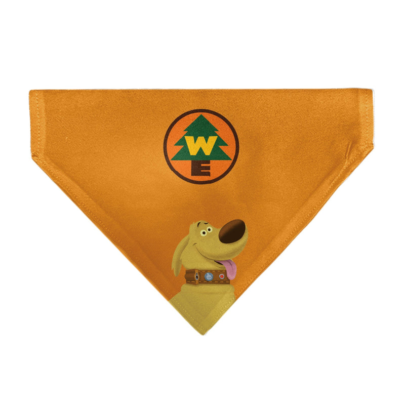 Pet Bandana - Up Dug Pose and Wilderness Explorer Badge Orange 